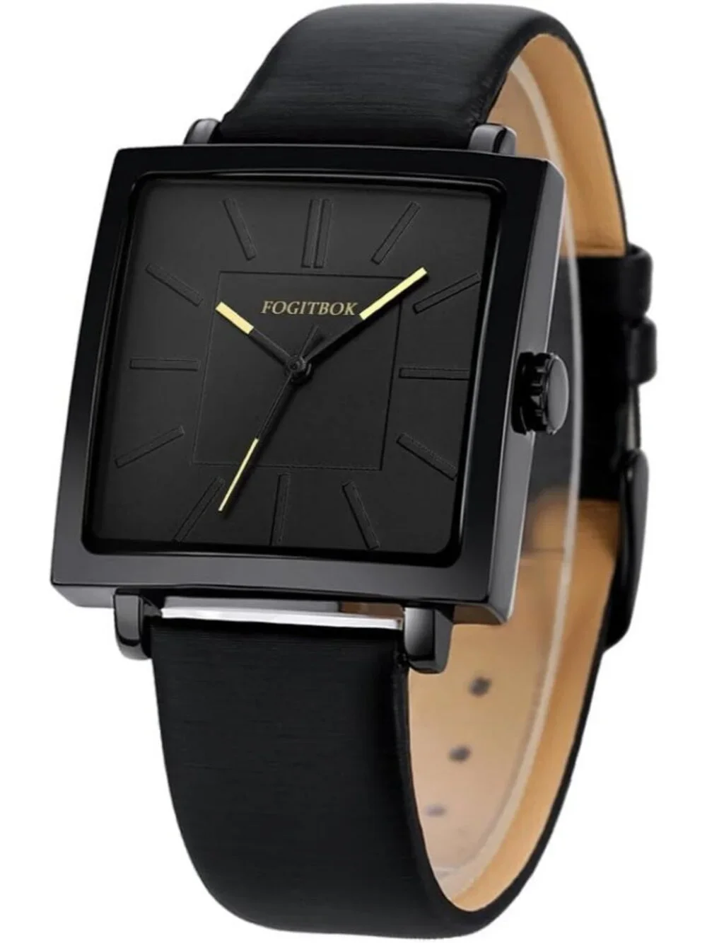 Women's Black Waterproof Leather Band Thin Design Classic Quartz Wrist Watch